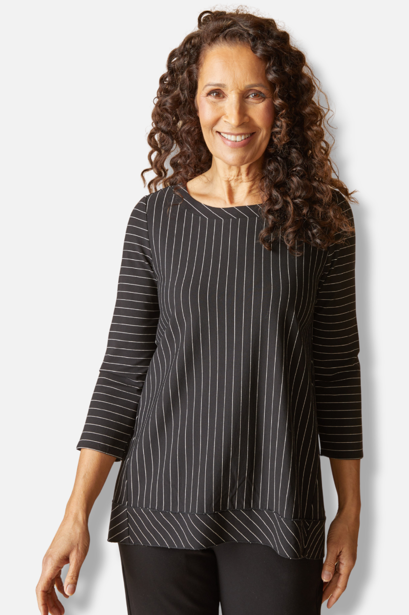 Pleat Back Tunic - Black Stripe 