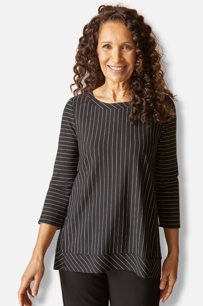 Pleat Back Tunic - Black Stripe 