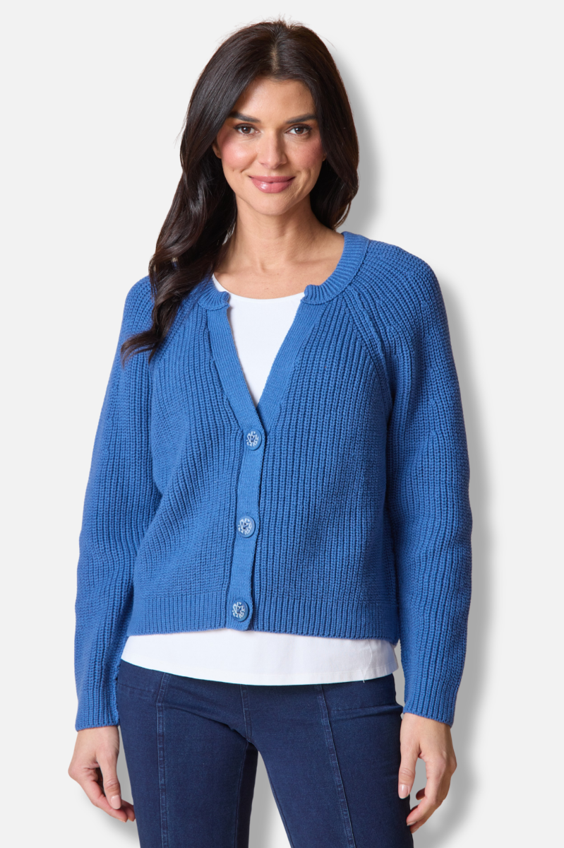 Shaker Stitch Cardi - Tide