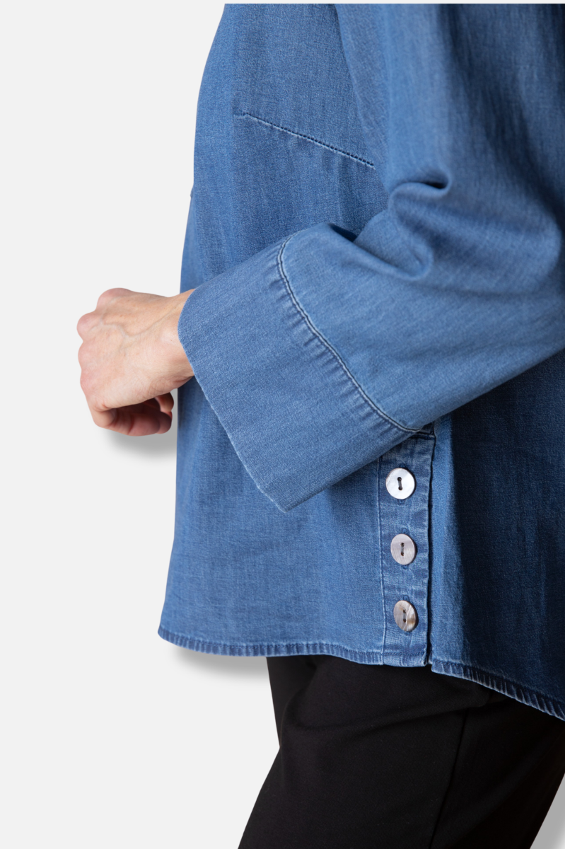Half Placket Pullover - Medium Denim 