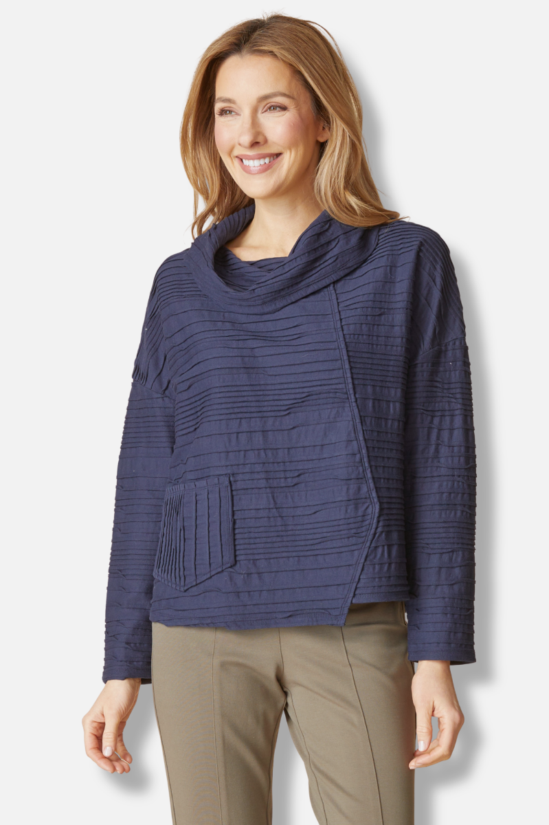 Cowl Pullover - Navy 