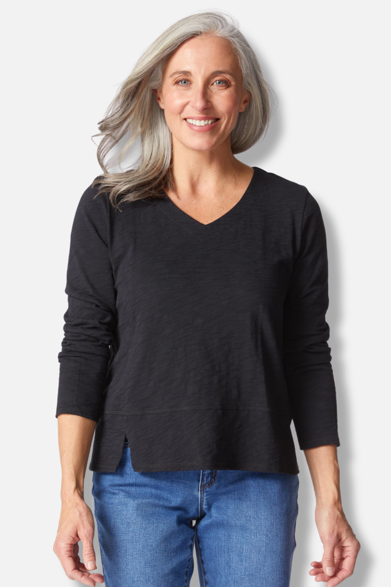 Seamed Long Sleeve Tee - Black 