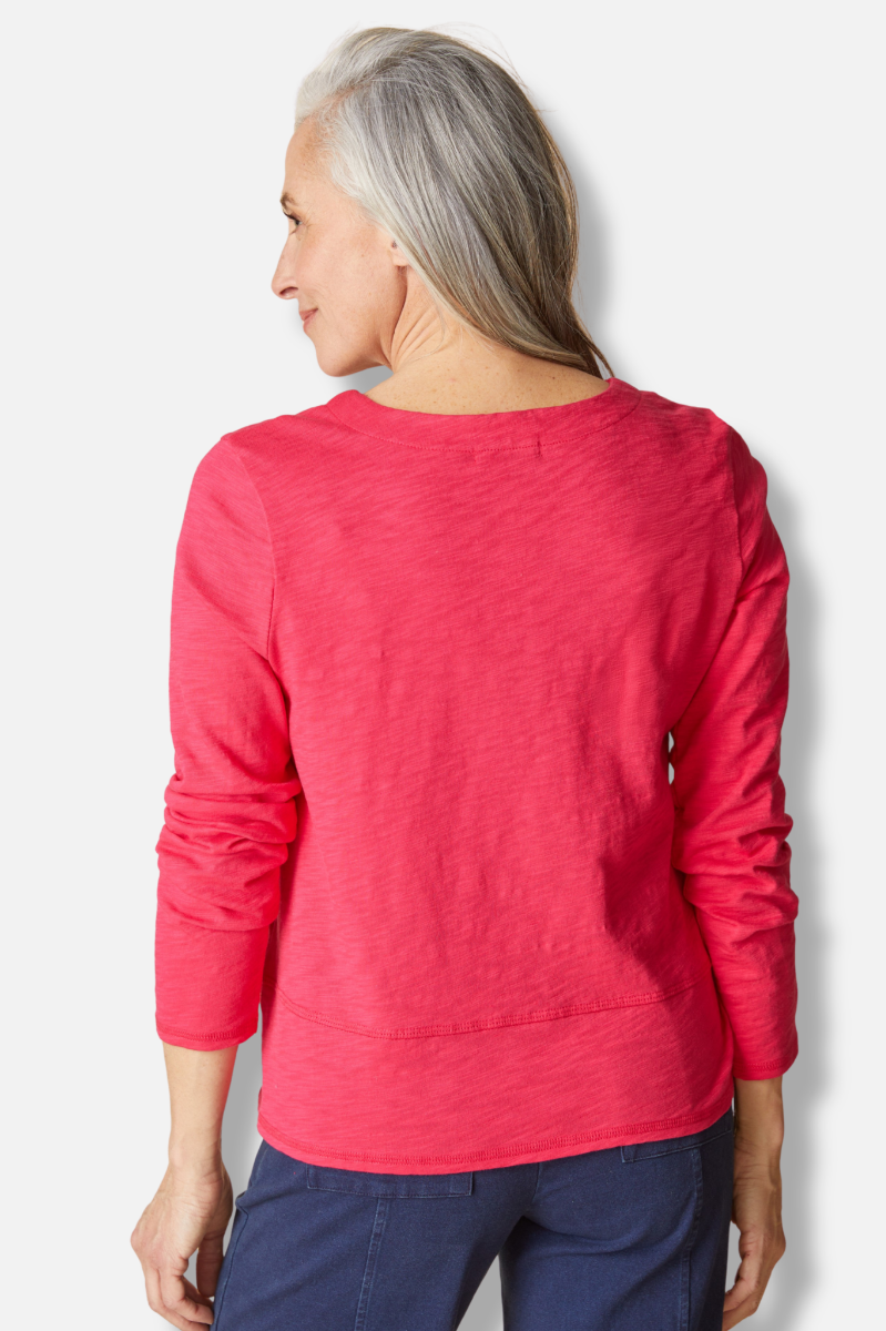 Seamed Long Sleeve Tee - Fuchsia