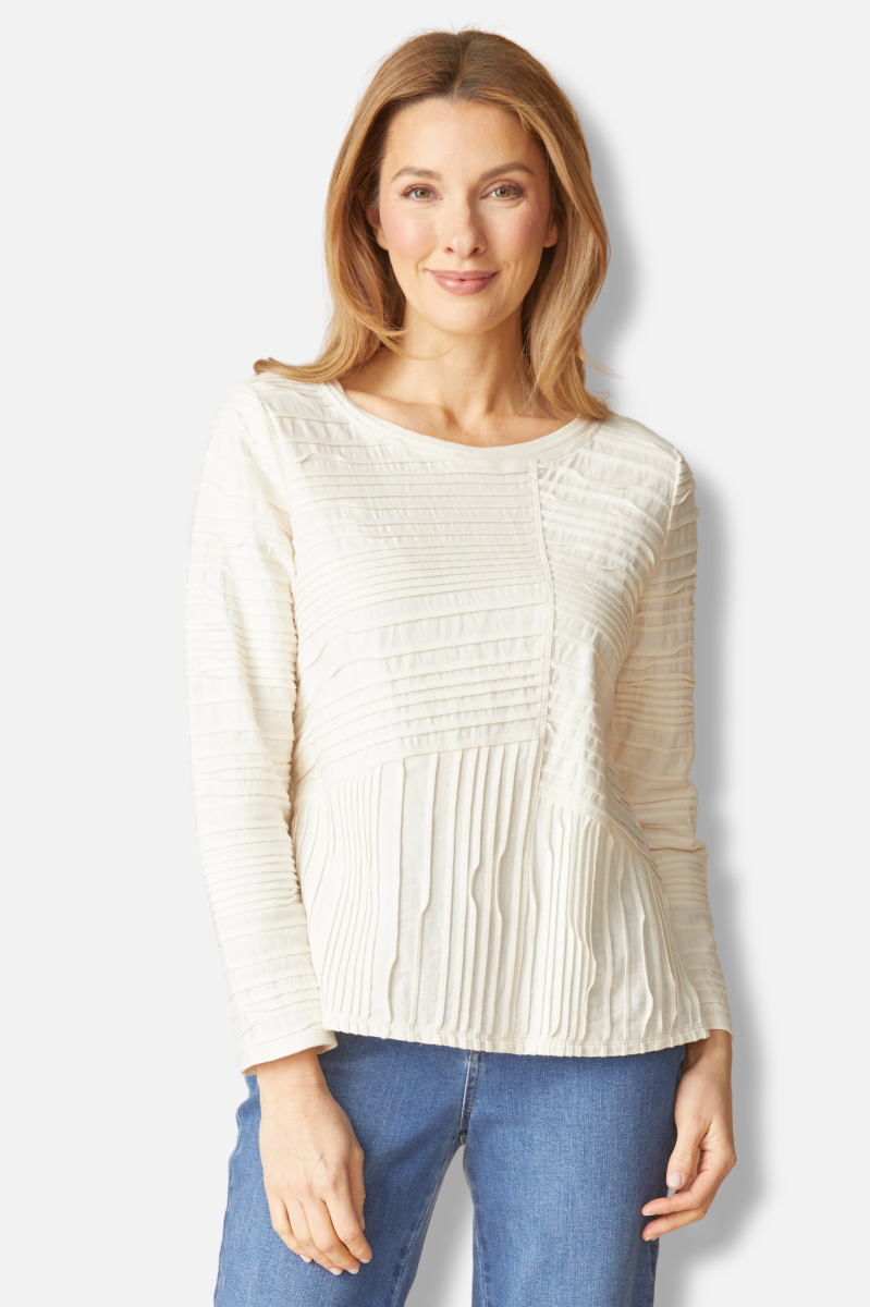 Ripple Seamed Tee - Winter White 