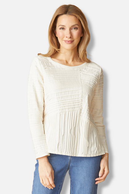 Ripple Seamed Tee - Winter White 