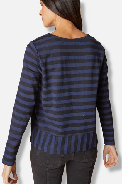 Seamed Tee - Navy Shadow Stripe