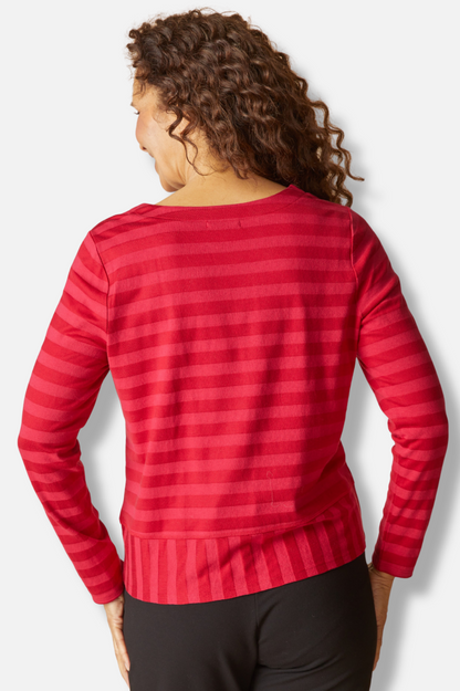 Seamed Tee - Wineberry Shadow Stripe