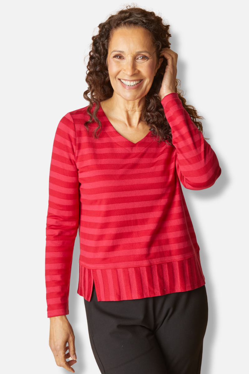 Seamed Tee - Wineberry Shadow Stripe