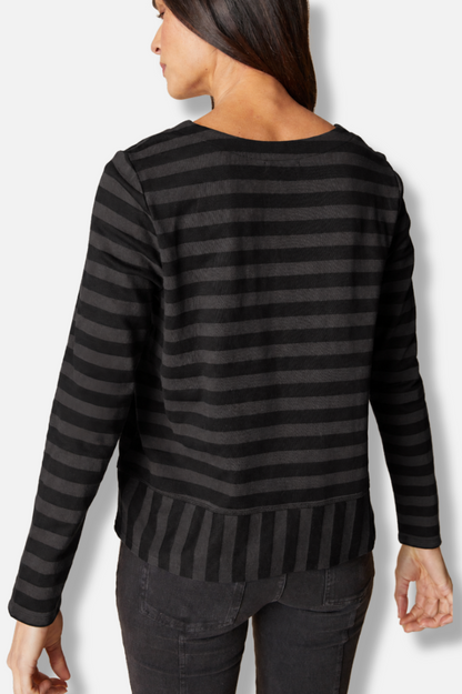 Seamed Tee - Black Shadow Stripe