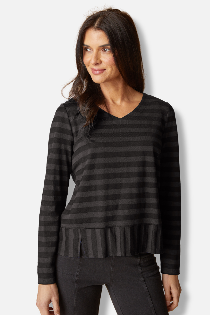 Seamed Tee - Black Shadow Stripe