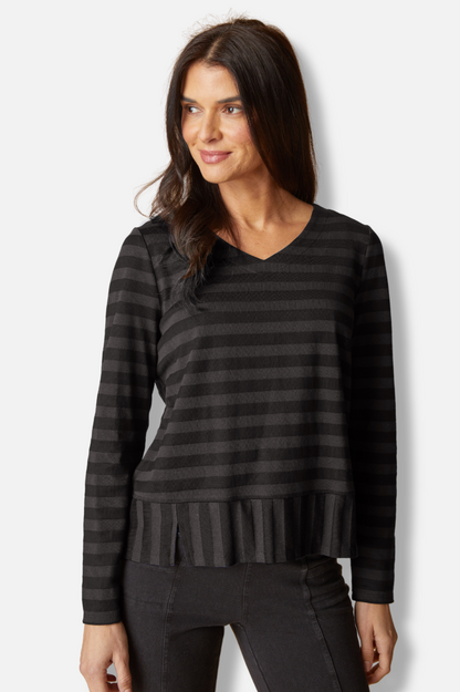 Seamed Tee - Black Shadow Stripe