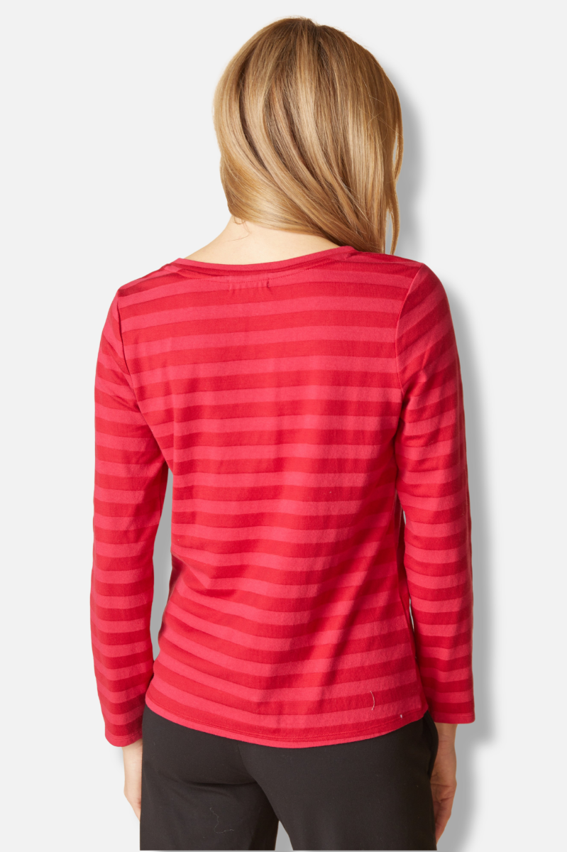 Long Sleeve Tee - Wineberry Shadow Stripe 