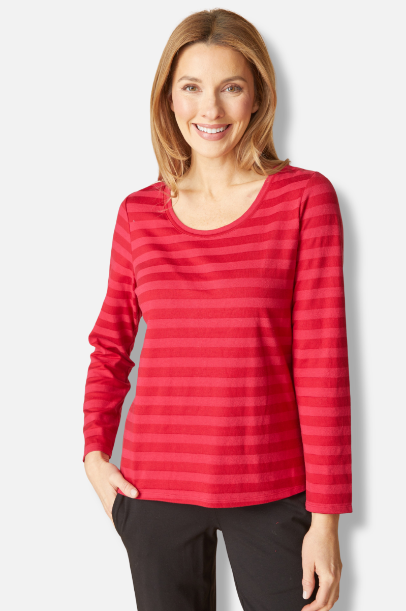 Long Sleeve Tee - Wineberry Shadow Stripe 