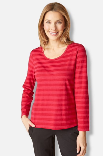 Long Sleeve Tee - Wineberry Shadow Stripe 