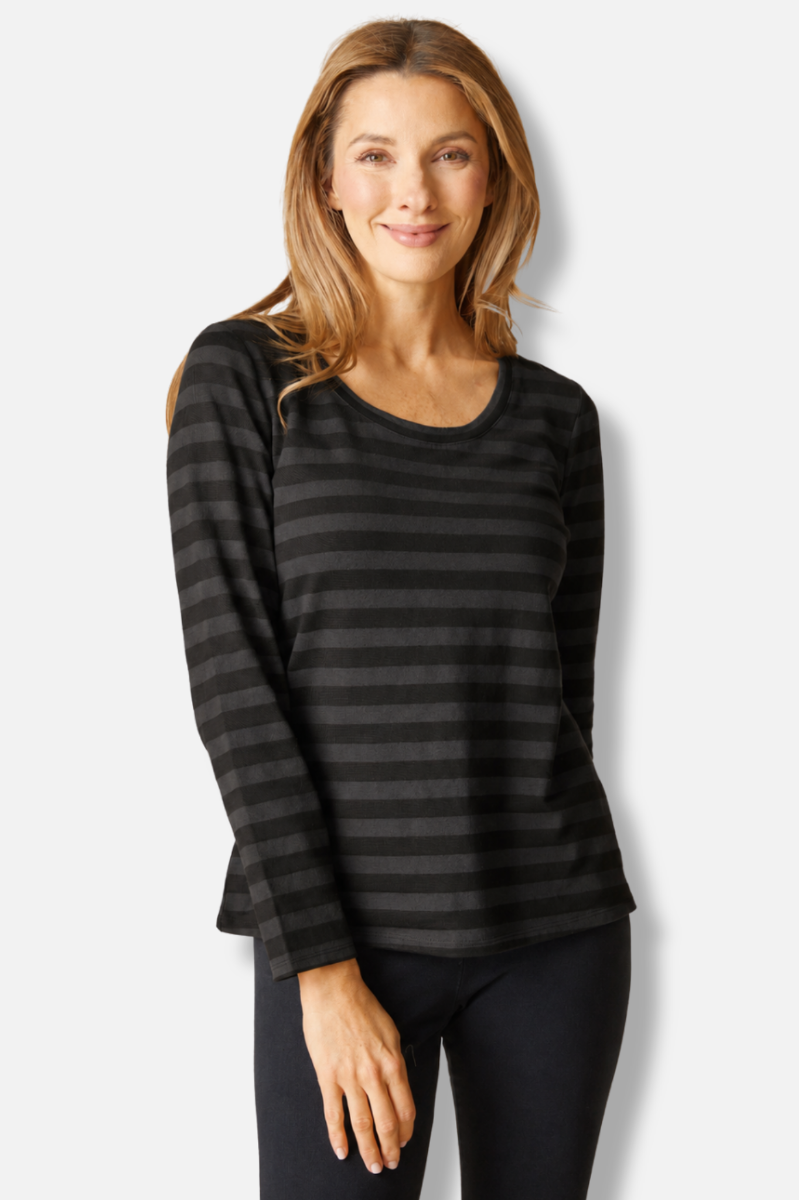 Long Sleeve Tee - Black Shadow Stripe 
