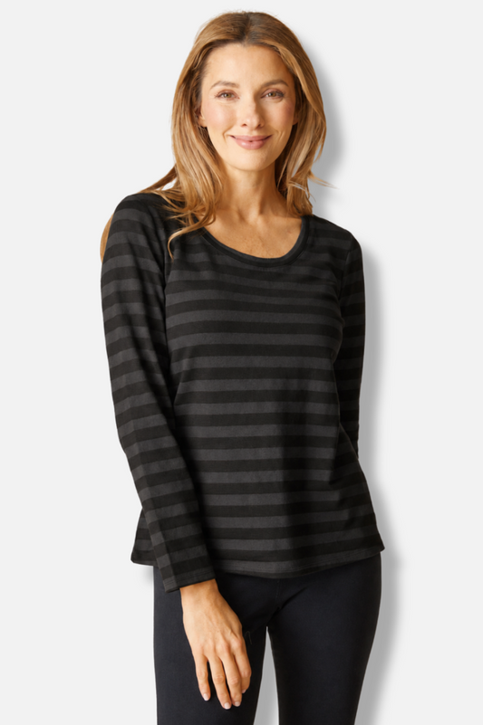 Long Sleeve Tee - Black Shadow Stripe 