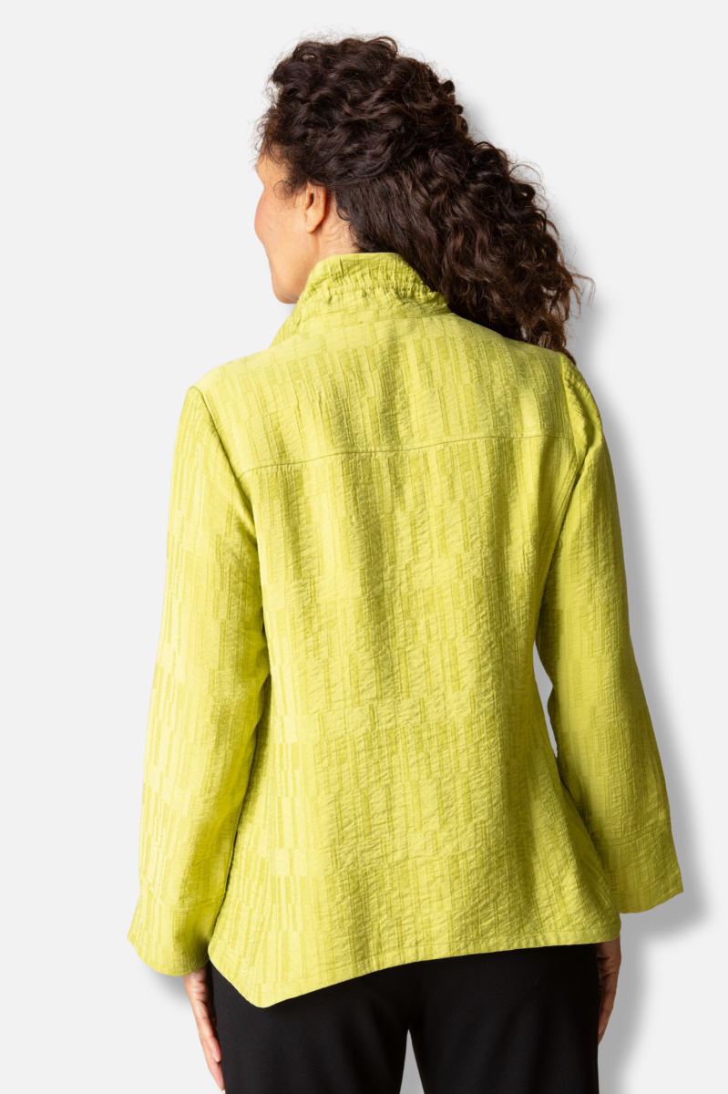 Ruched Collar Shirt - Sprout Jacquard