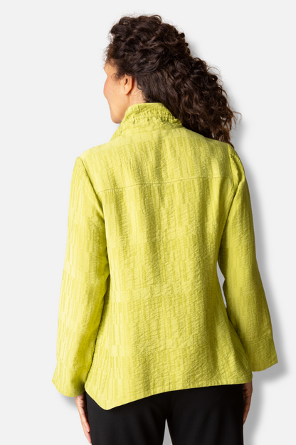 Ruched Collar Shirt - Sprout Jacquard