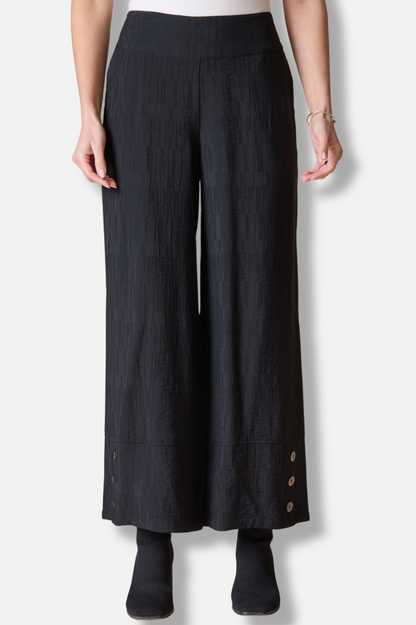 NEED MEASUREMENTS Button Hem Pant - Black Jacquard