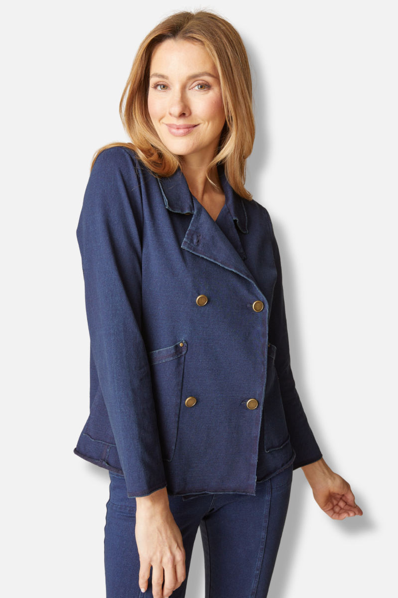 Double Breasted Jacket - Dark Denim 