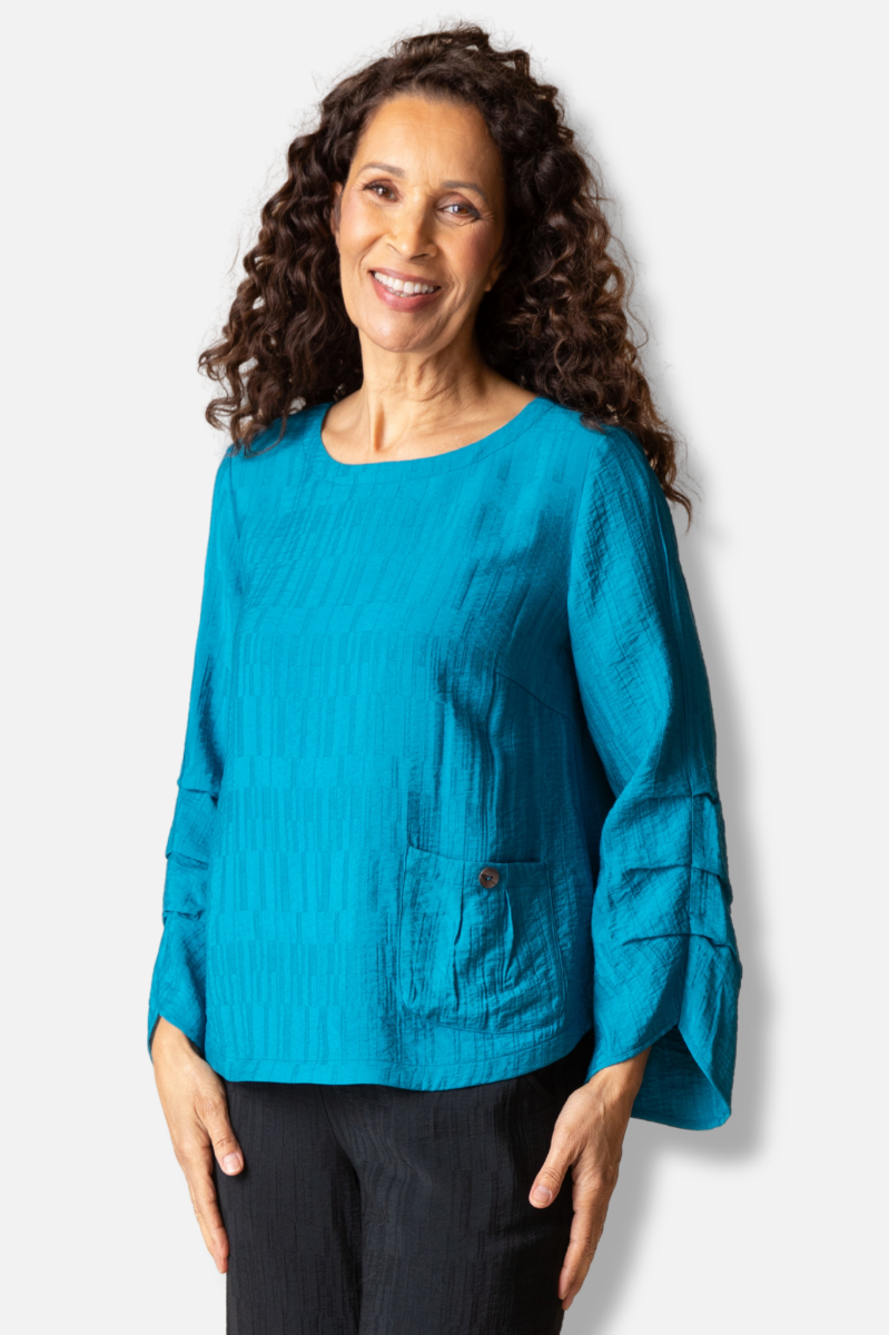 Pleat Pullover - Teal 