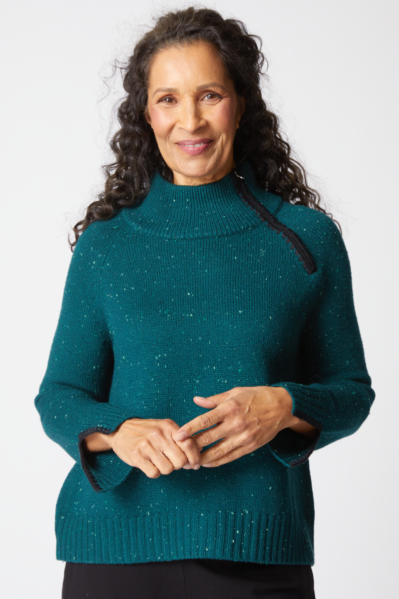 Zip Neck Sweater - Juniper