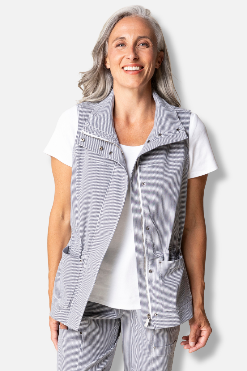 Layering Vest - Navy Stripe