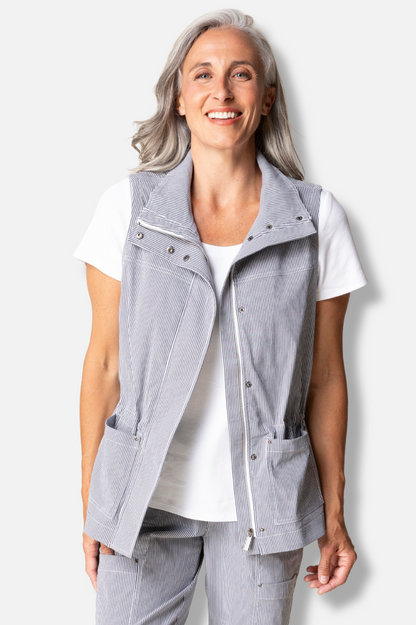 Layering Vest - Navy Stripe