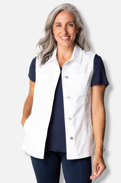 Denim Vest - White
