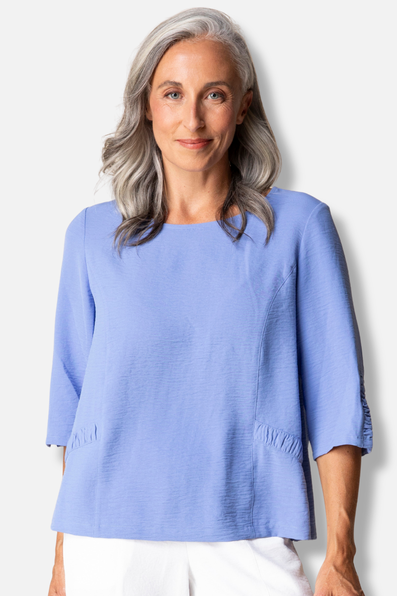 Perfect Shirred Pullover - Bluebell