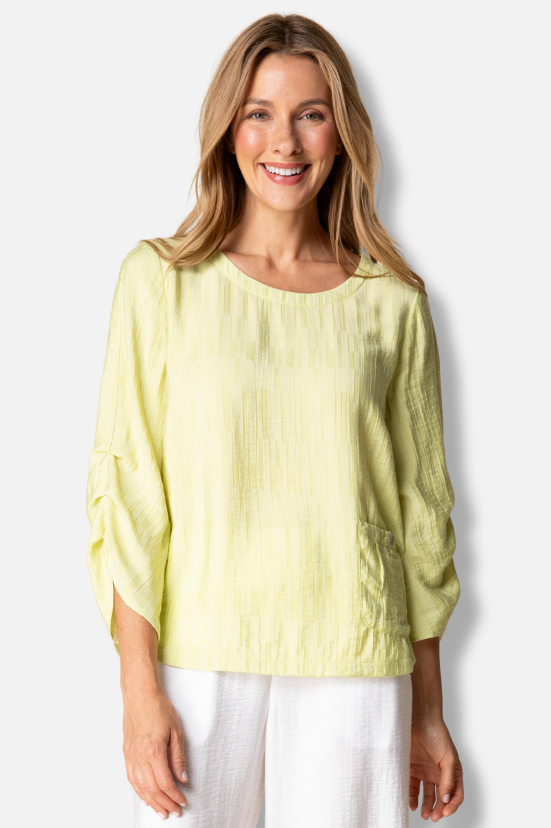 Pleat Pullover - Aloe Jacquard