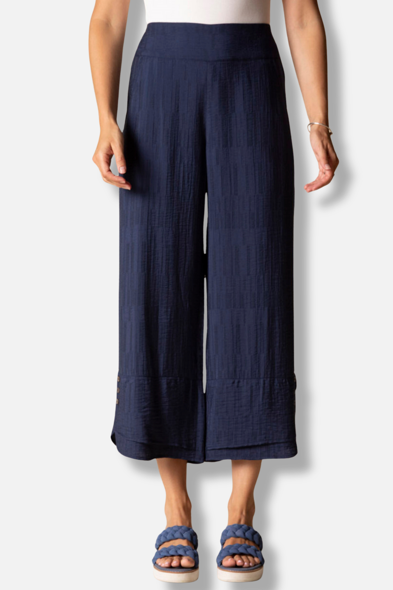 Wide Leg Crop - Navy Jacquard