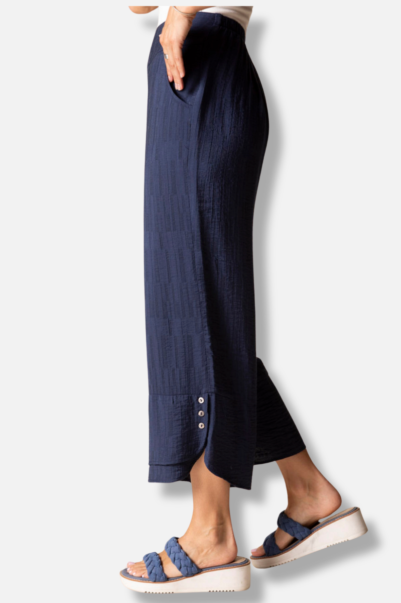Wide Leg Crop - Navy Jacquard
