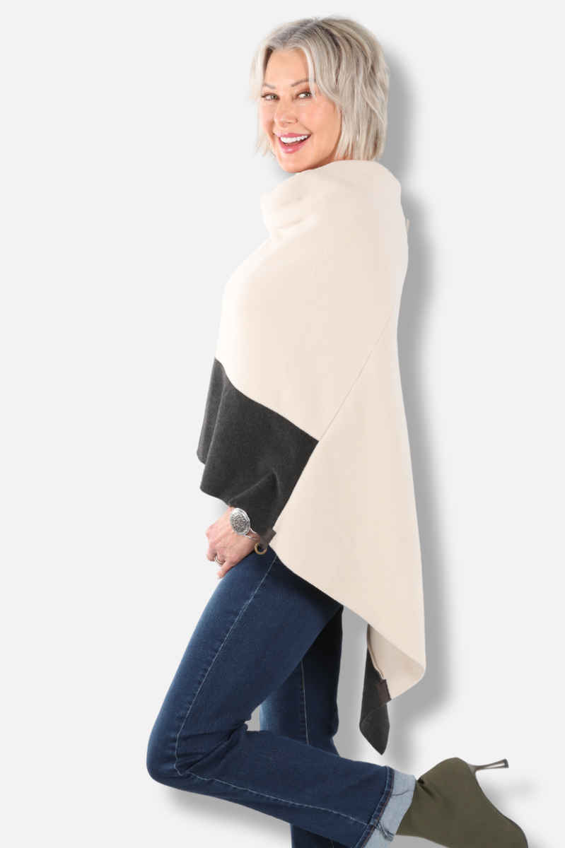 2 Tone Poncho - Kit & Chocolate 