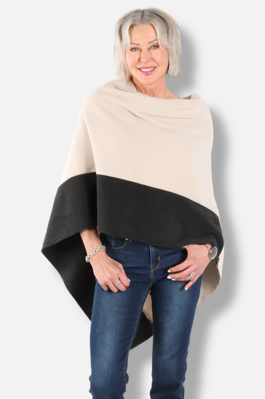 2 Tone Poncho - Kit & Chocolate 