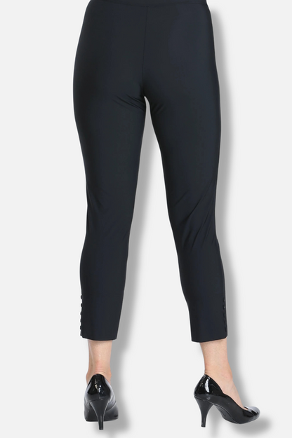 Button Hem Slim Crops - Black