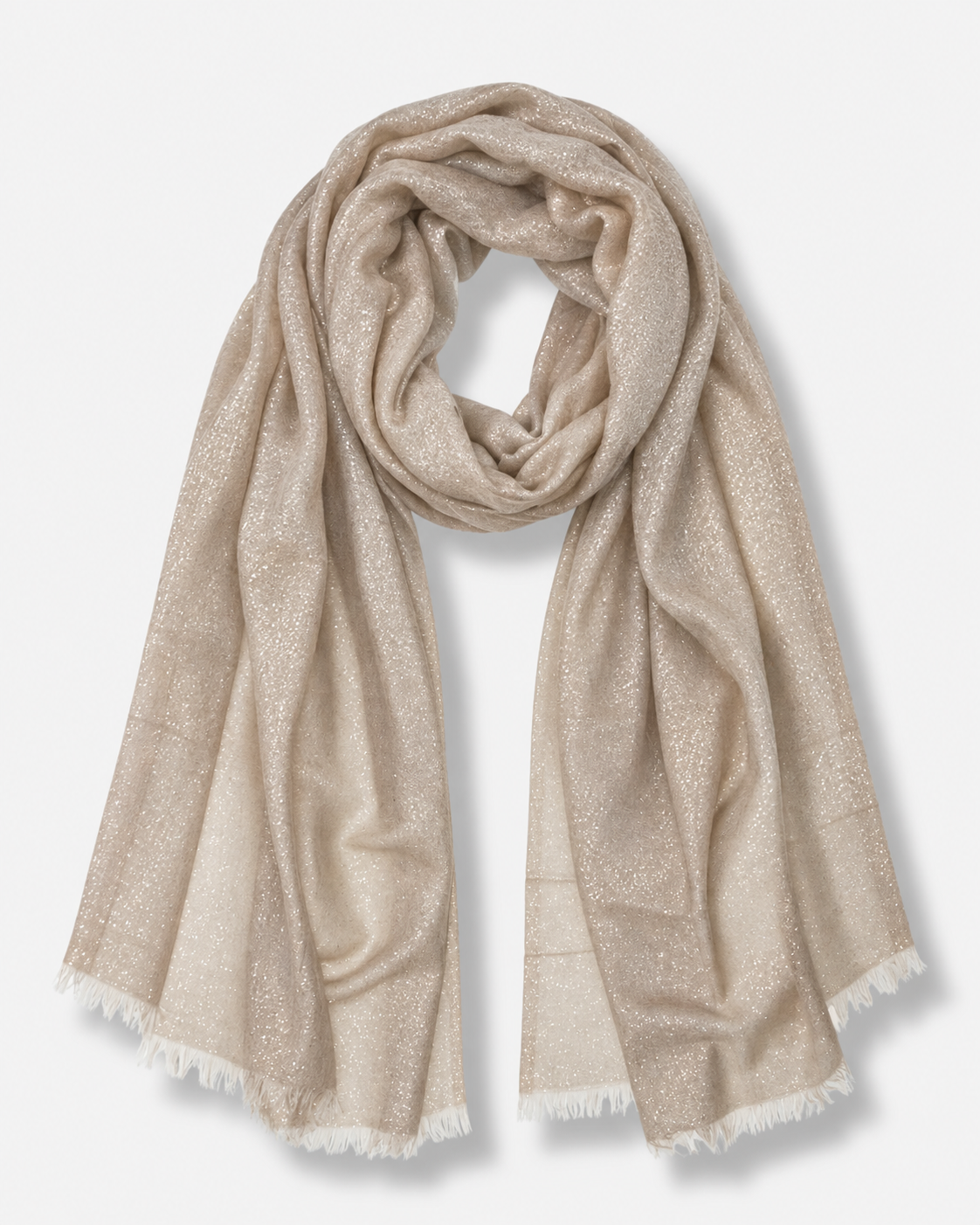Solid Metallic Woven Evening Wrap - Taupe