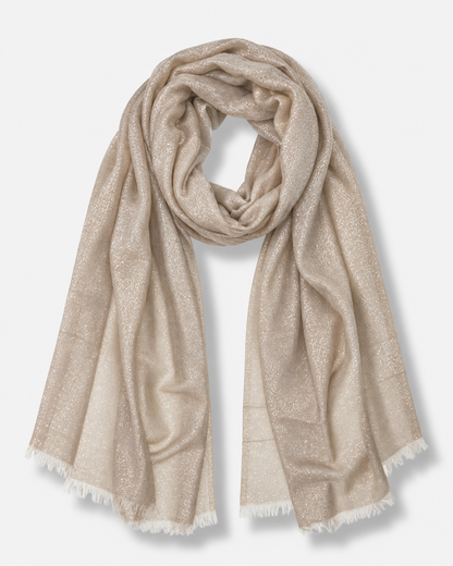 Solid Metallic Woven Evening Wrap - Taupe