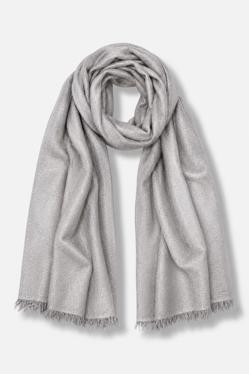 Solid Metallic Woven Evening Wrap - Silver
