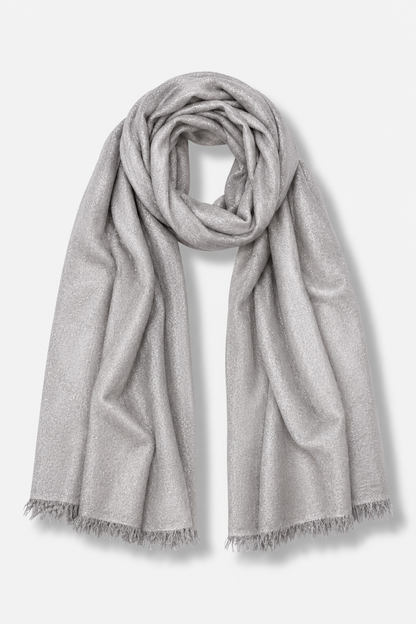 Solid Metallic Woven Evening Wrap - Silver