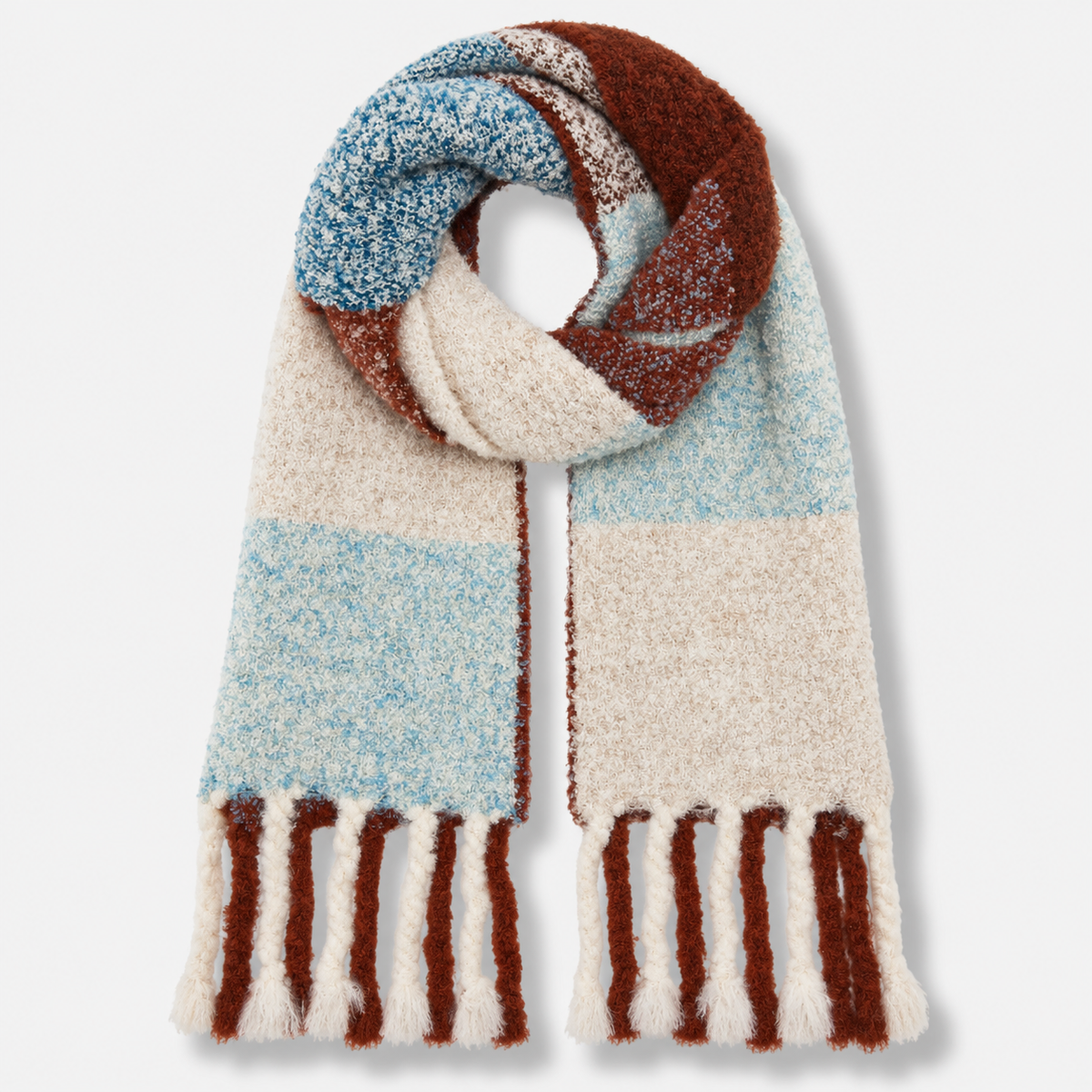 Boucle Colorblock Scarf - Zen Blue