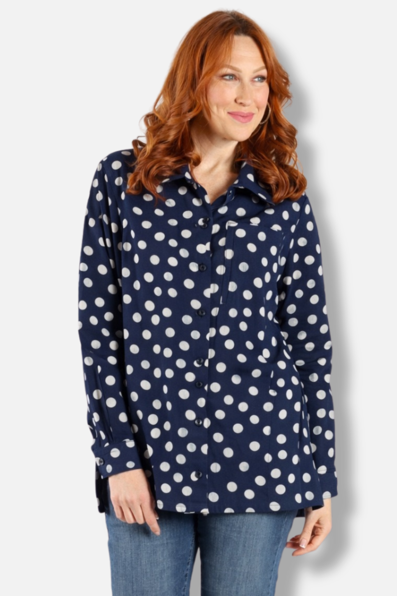 Hi Collar Big Shirt Plus - Caspian Effervescence