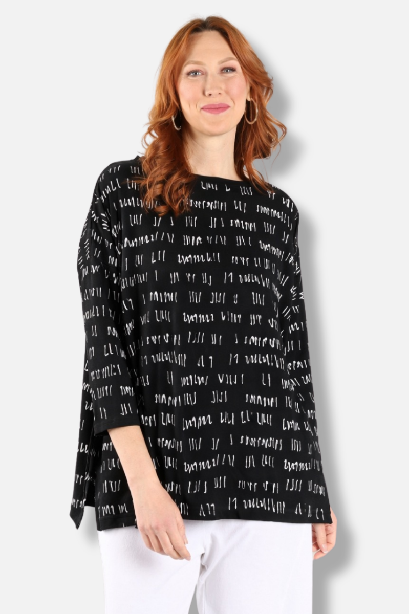 Karen Top - Black Script Print