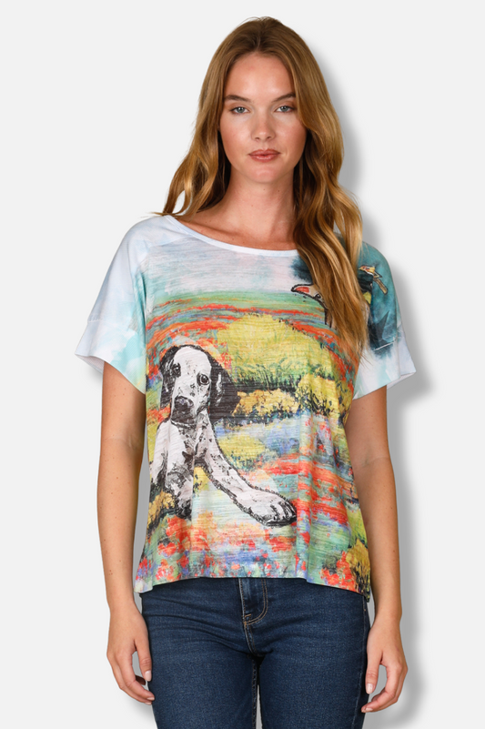 Ribbed Accent Top - Friends Fur-ever