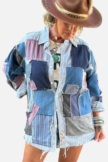 Patched in Dreams Top - Denim Multi