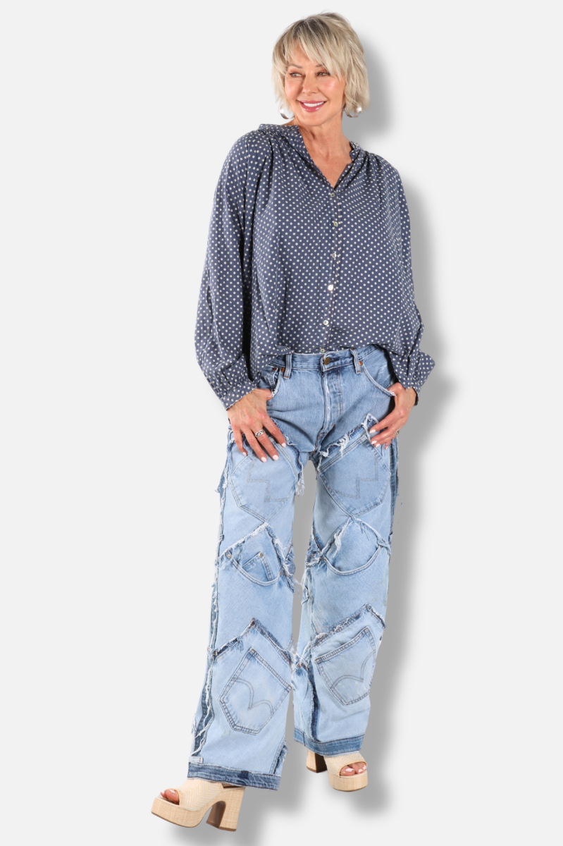 Sweet Nothings Shirt - Navy Dot 
