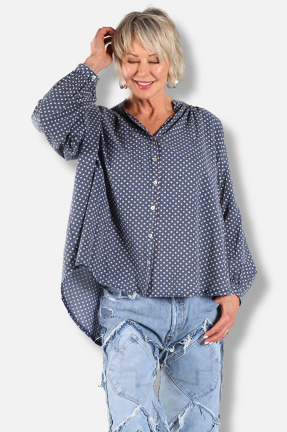 Sweet Nothings Shirt - Navy Dot 