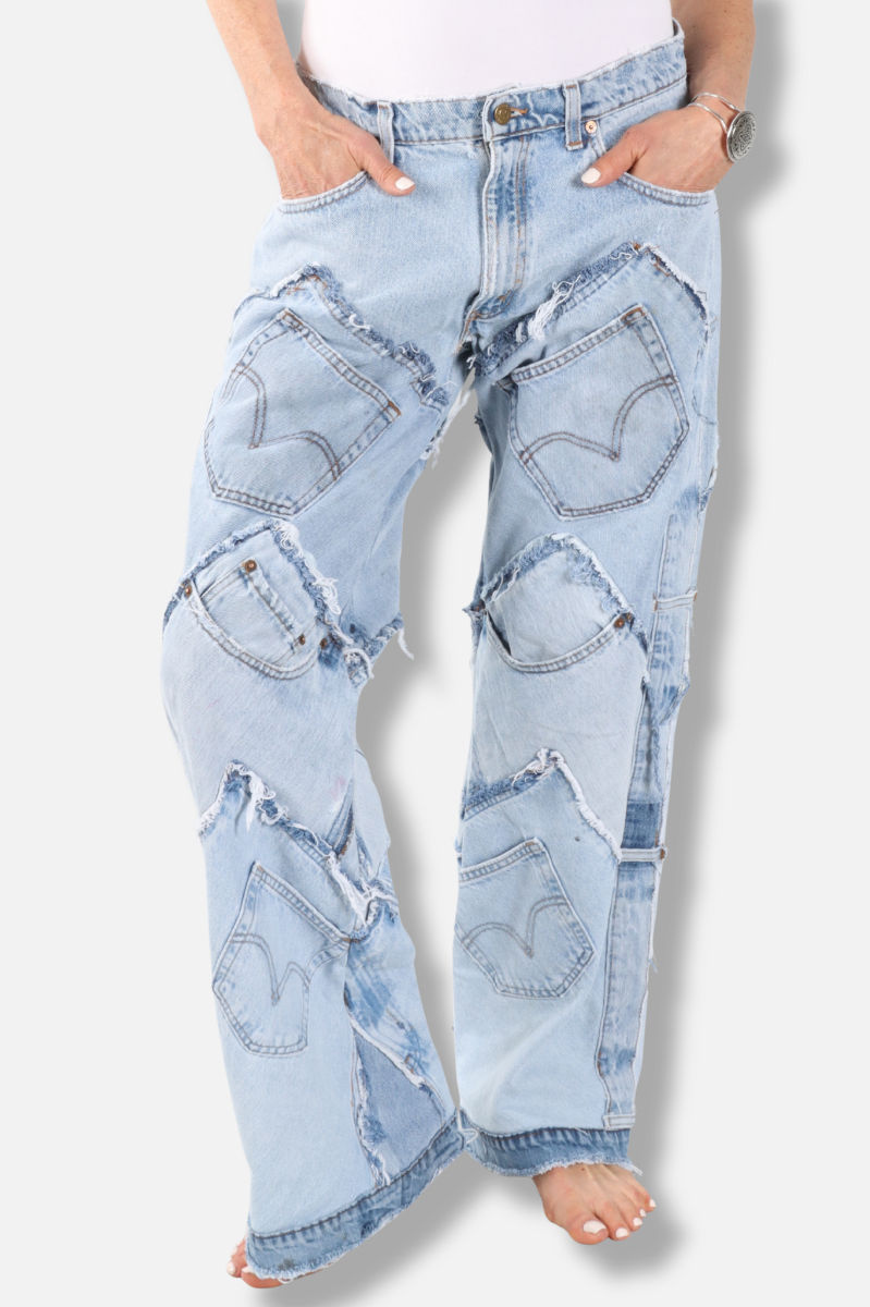 Patched On Up Jean - Light Wash 