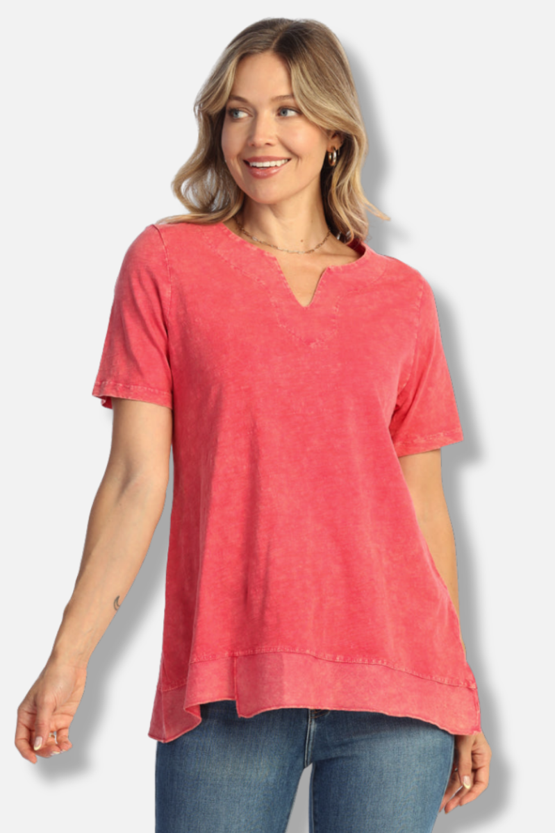 Notch Neck Tee Plus - Raspberry