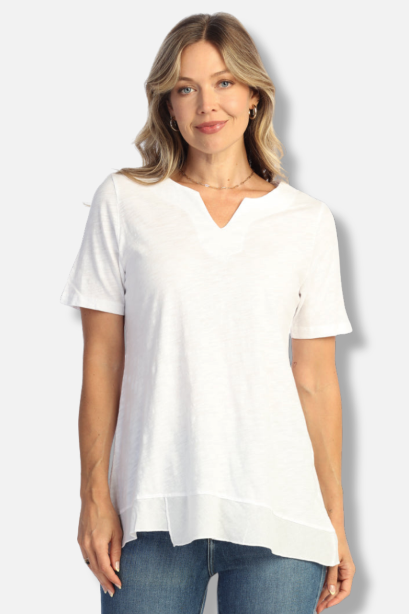 Notch Neck Tee Plus - White